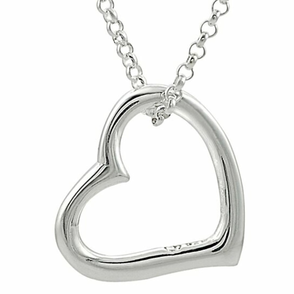 USA Silver Heart Pendant Lariat Clavicle Chain Necklace Jewelry - Picture 4 of 4